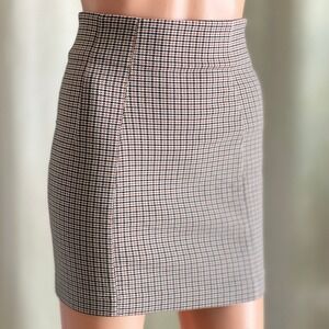 Zara Houndstooth Plaid Mini Skirt High Waist Dark Academia Preppy Officecore M